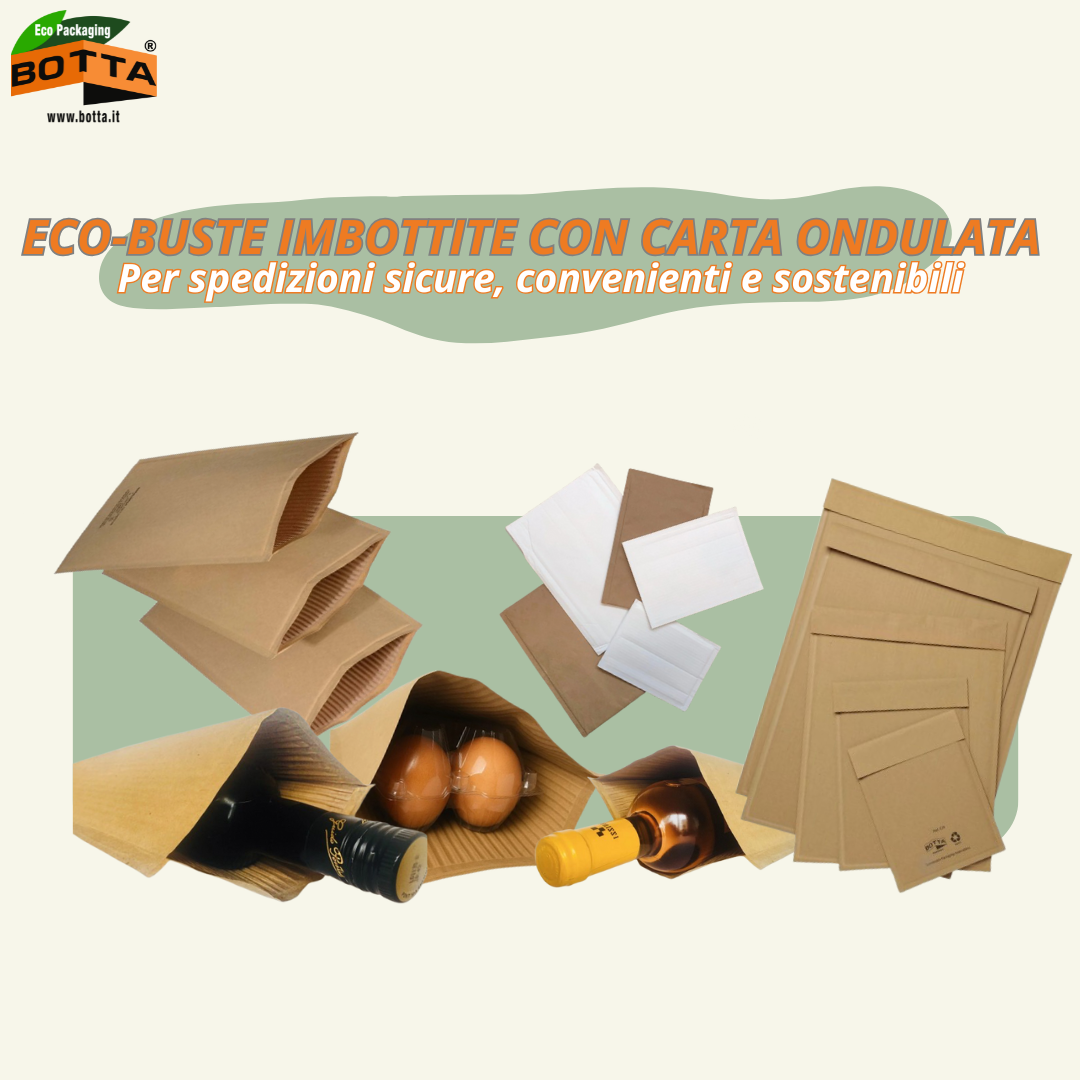 Eco-Buste Imbottite con carta ondulata per spedizioni sicure e sostenibili