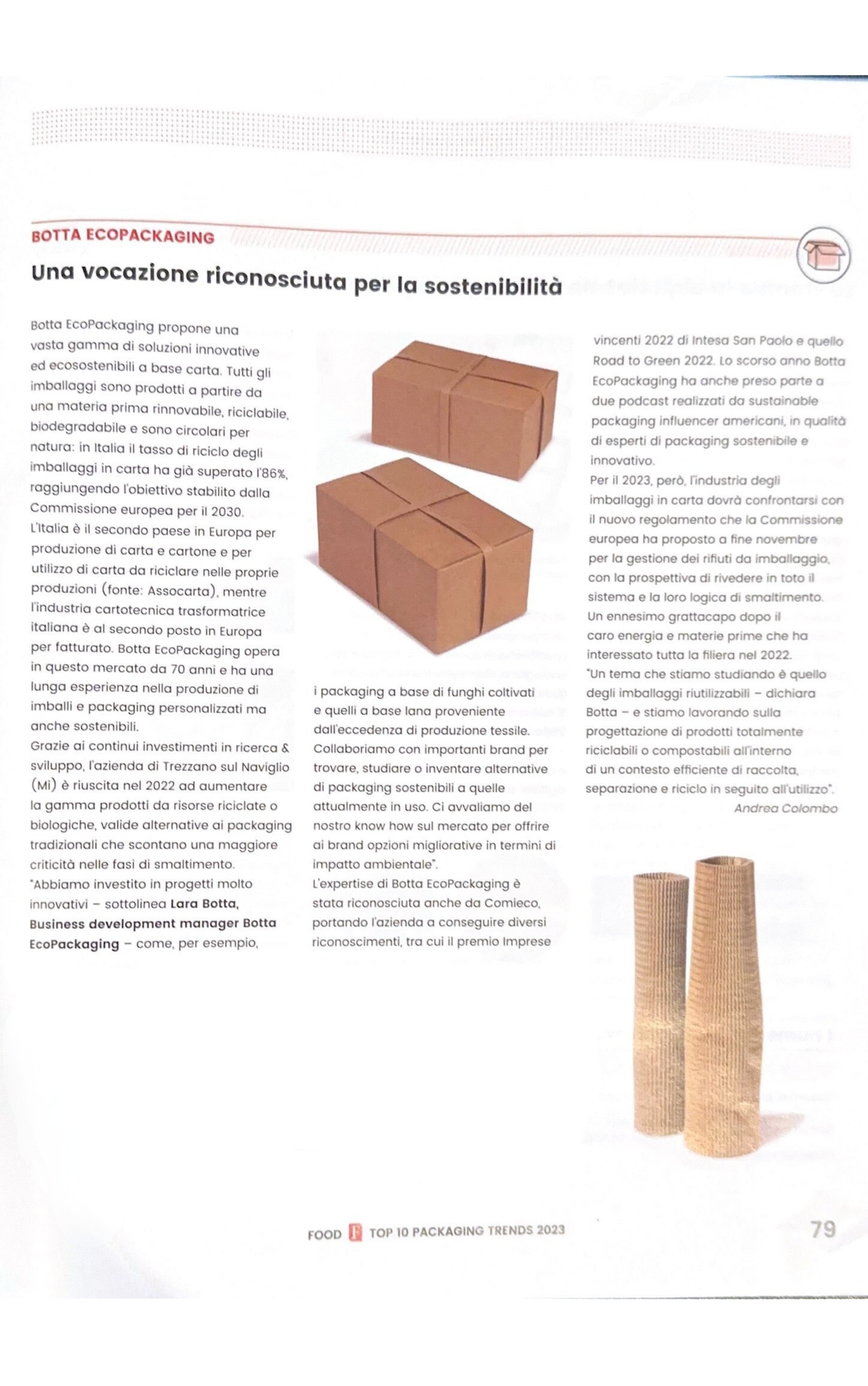 BOTTA EcoPackaging Protagonista dei Trend dell'Imballaggio in FOOD Magazine