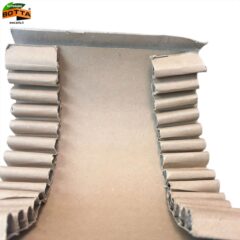 Adhesive-backed ECO-CORRUGATED PAPER CUSHION STRIPS for precise placement and superior protection in eco-packaging